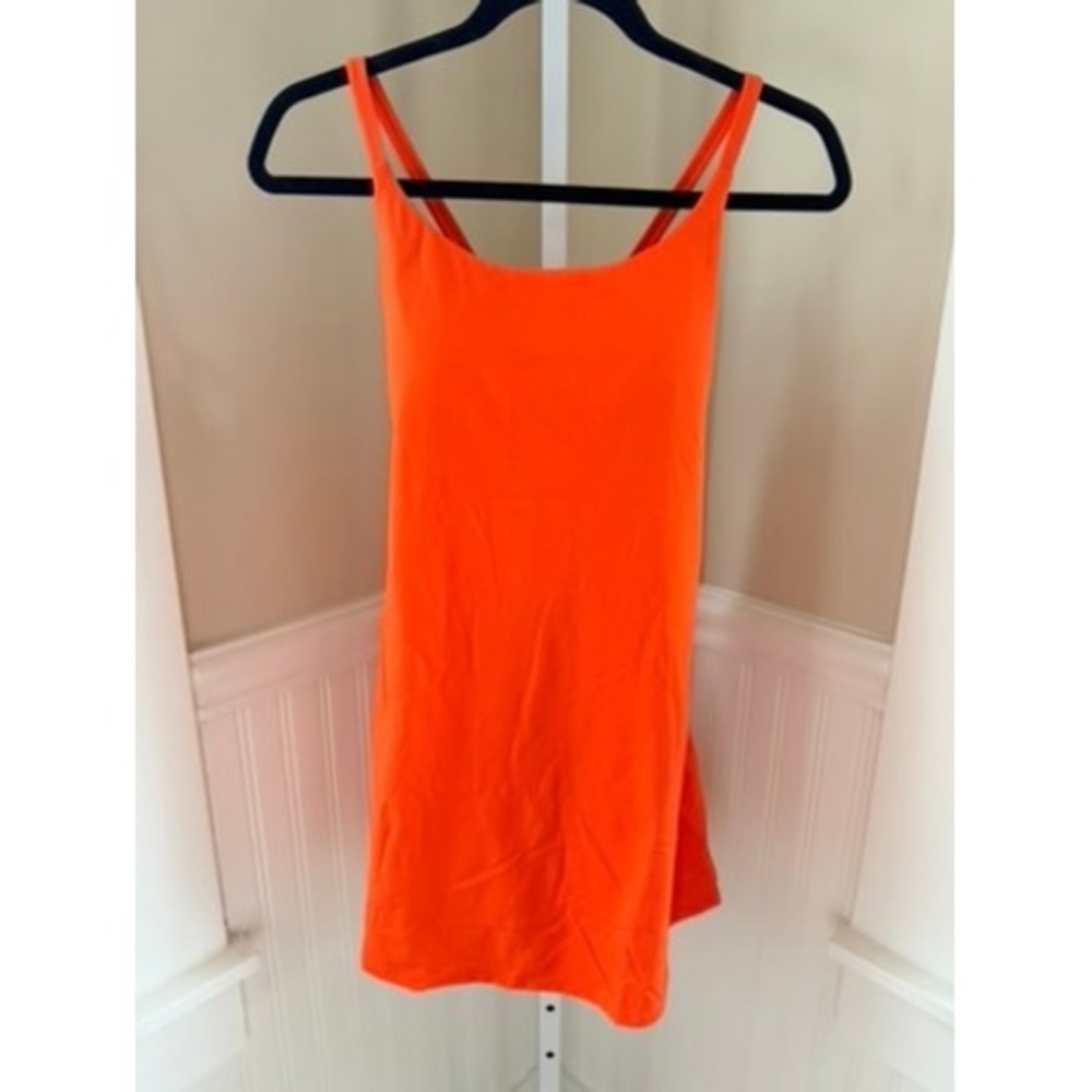 NWT Halara Crisscross Back Active Dress with Built-in Bra & Shorts Orange XS
